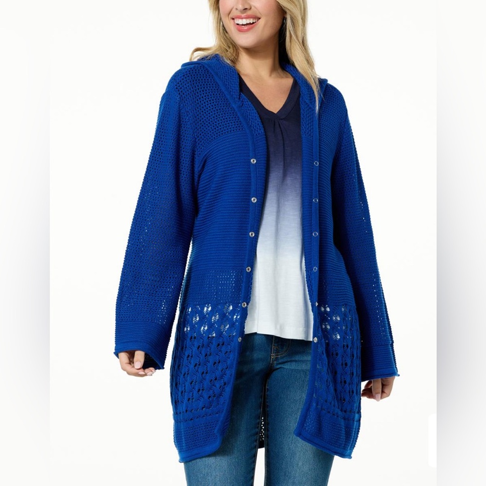 DG2 Women’s Natural Organic Cotton Crochet Hoodie Royal